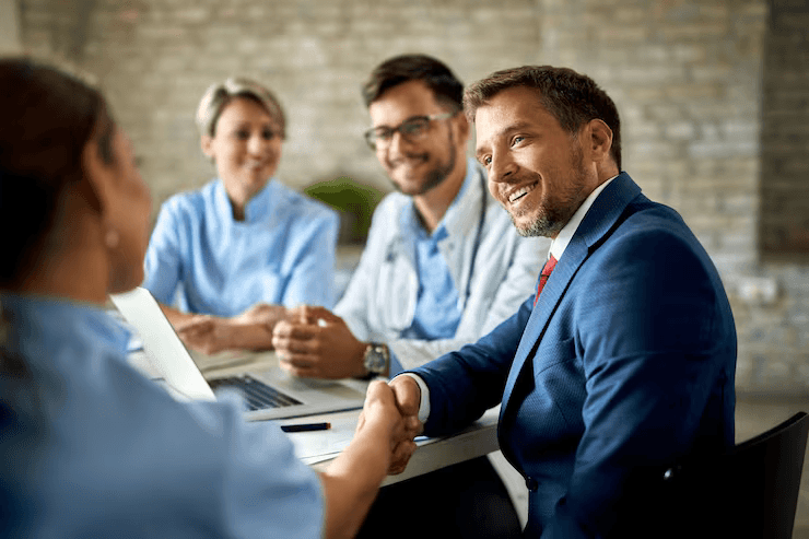 A Commtrac representative meeting a team to agree messaging terms